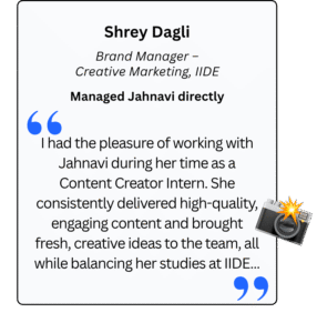 Testimonials for Jahnavi Tyagi — Digital Marketer, Creative Strategist, and Content Creator